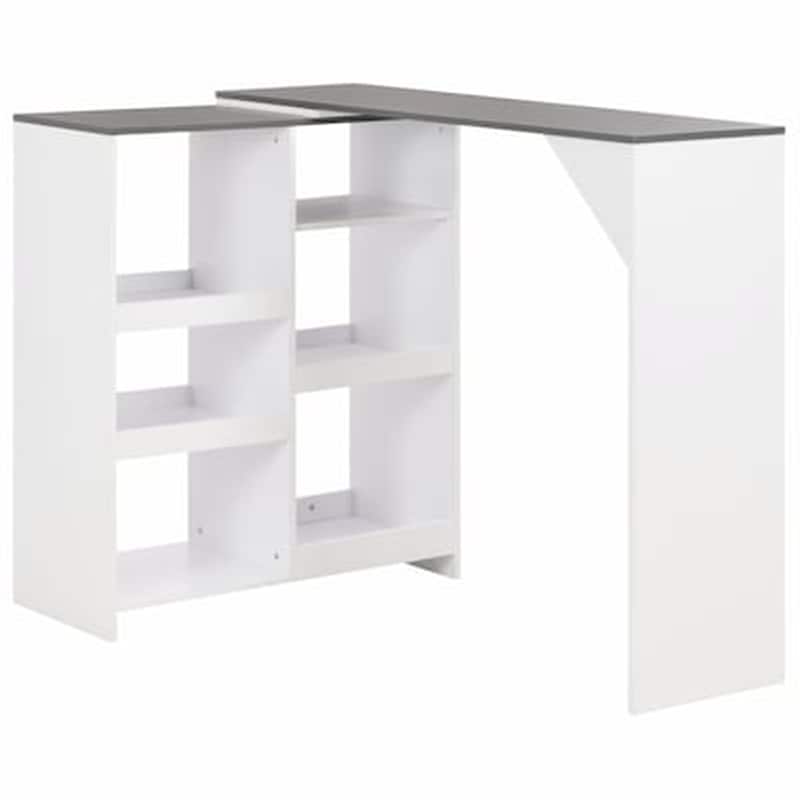 Vidaxl Τραπέζι Μπαρ Με Κινητή Ραφιέρα Λευκό 138 X 40 X 120 Εκ.