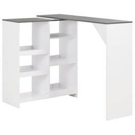 Vidaxl Τραπέζι Μπαρ Με Κινητή Ραφιέρα Λευκό 138 X 40 X 120 Εκ.