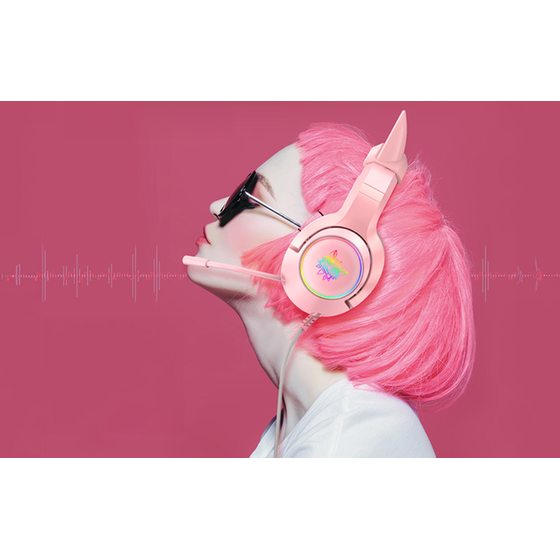 Onikuma K9 Gaming Ενσύρματα Ακουστικά 3.5mm/USB με RGB Φωτισμό - Ροζ image 4