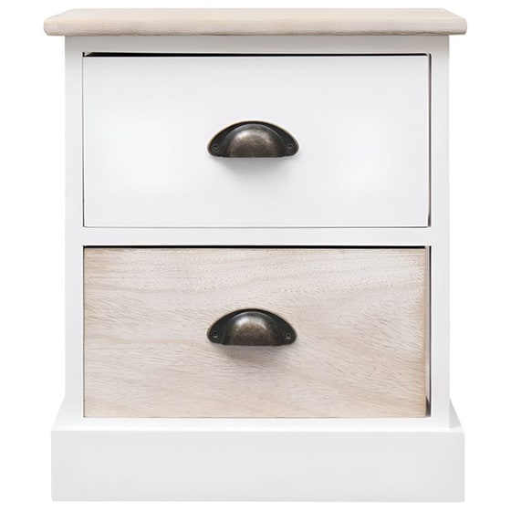 Κομοδίνο Vidaxl Από Ξύλο Παυλώνιας 2τμχ 38x28x45 cm - Φυσικό Λευκό image 2