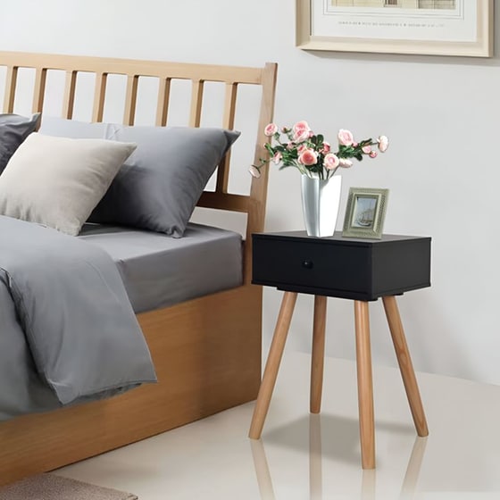 Κομοδίνο Vidaxl Από Μασίφ Ξύλο Πεύκου 2τμχ 40x30x61 cm - Μαύρο Καφέ image 1