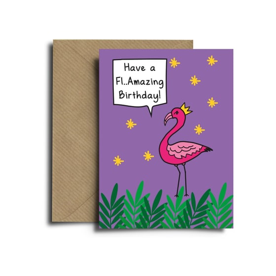 Ευχετήρια Κάρτα Spread The Magic Birthday Flamingo Kraft Collection image 0