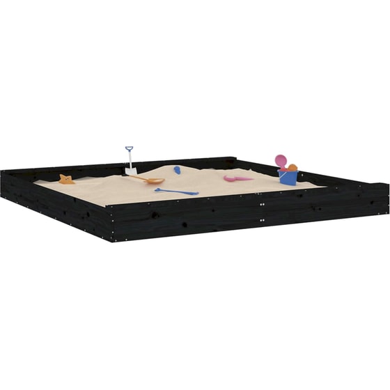 VidaXL Αμμοδόχος με Καθίσματα Τετράγωνη 200x200x20cm Ξύλινη - Μαύρο image 0