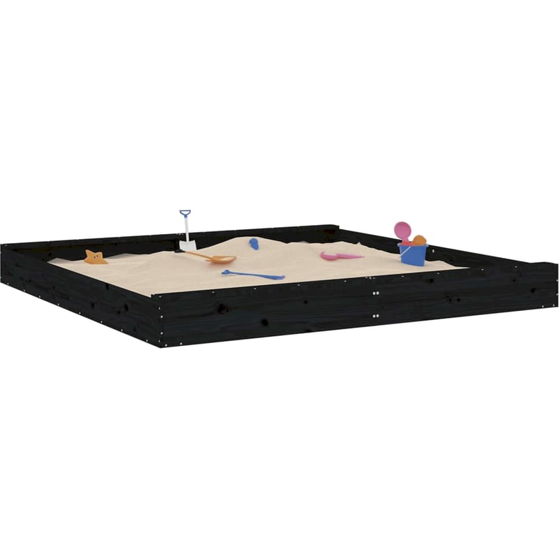 VidaXL Αμμοδόχος με Καθίσματα Τετράγωνη 200x200x20cm Ξύλινη - Μαύρο