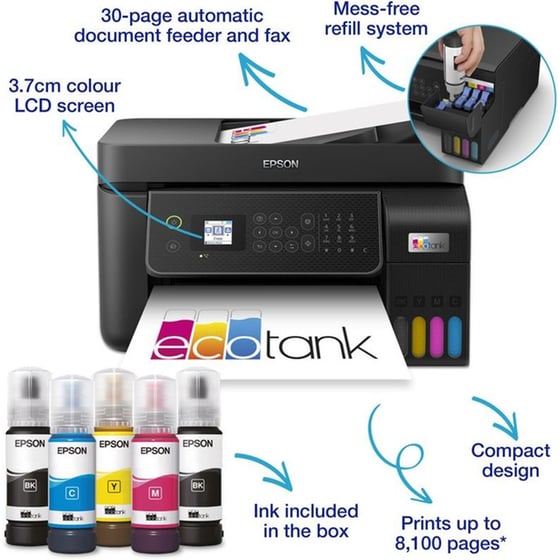 EPSON EcoTank L5310 Εχρωμο Πολυμηχάνημα Inkjet Α4 με δοχεία μελανιού, WiFi, Ethernet image 2