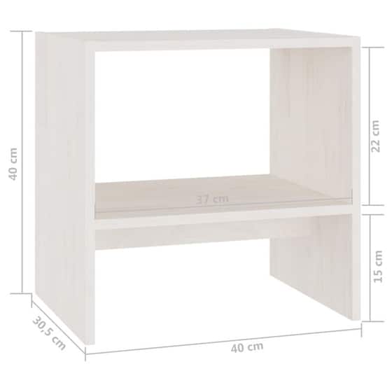 Κομοδίνο Vidaxl Από Μασίφ Ξύλο Πεύκου 2τμχ 40x30.5x40 cm - Λευκό image 5