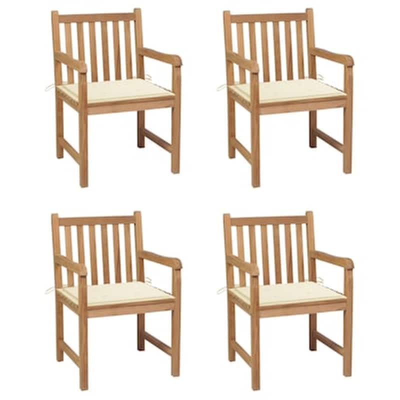 Vidaxl Καρέκλες Κήπου 4 Τεμ. Από Μασίφ Ξύλο Teak Με Κρεμ Μαξιλάρια