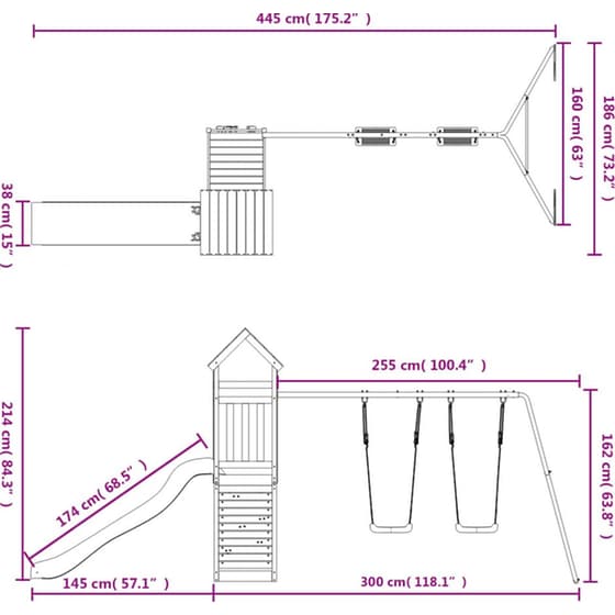 VidaXL Παιδική Χαρά Εξωτερικού Χώρου από Μασίφ Ξύλο Ψευδοτσούγκας image 11