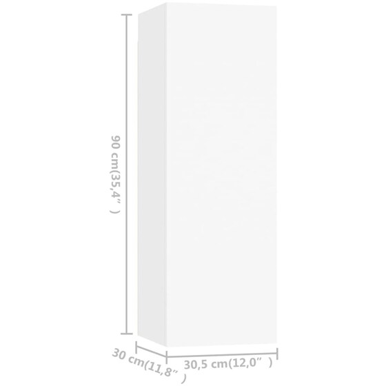 Έπιπλα Τηλεόρασης VidaXL Μοριοσανίδα 2 Τμχ 30.5x30x90cm - Λευκό image 11