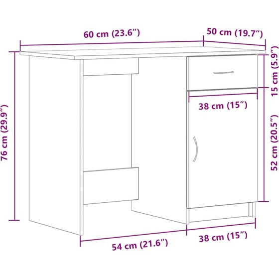 Γραφείο VidaXL από Επεξεργασμένο Ξύλο 100x50x76 cm - Μαύρη Οξιά image 10