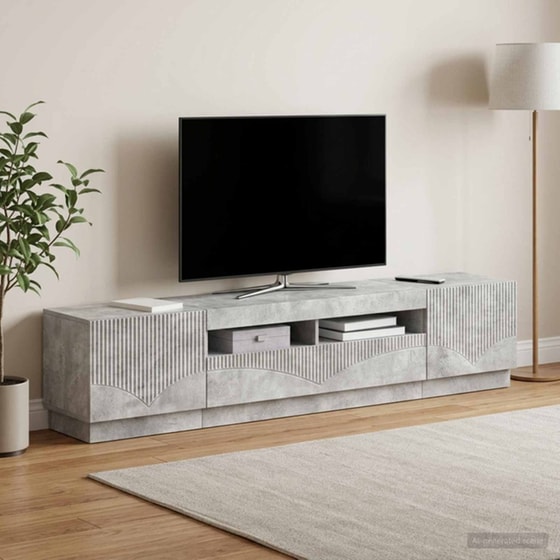 Έπιπλο Τηλεόρασης VidaXL HOORN με LED 3 τμχ 198 x 35 x 40 cm - Γκρι Σκυροδέματος image 2