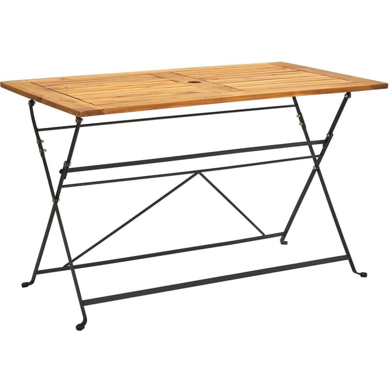 VIDAXL Τραπεζαρία Εξωτερικού Χώρου Πτυσσόμενη VidaXL από Ξύλο/Μέταλλο 120x70x74 cm - Καφέ/Μαύρη