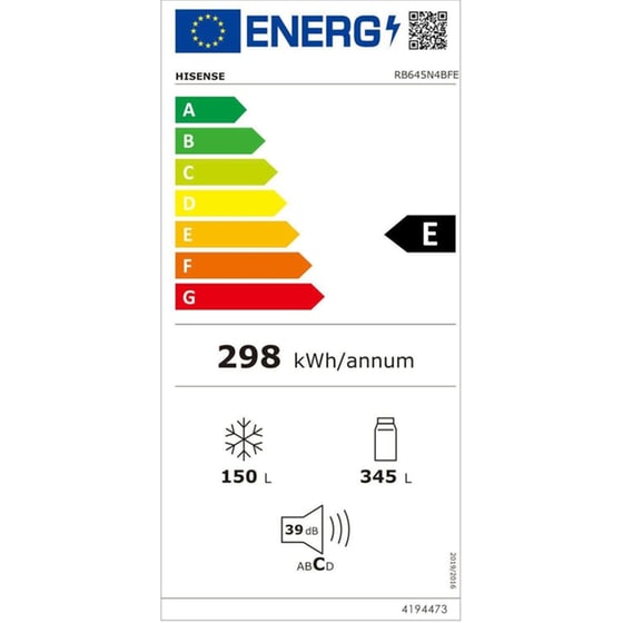 HISENSE RB645N4BFE 495 Lt Μαύρο Ψυγειοκαταψύκτης image 5