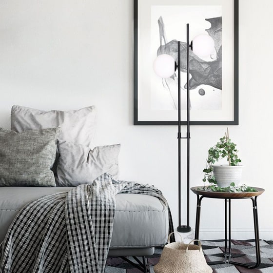 Φωτιστικό Δαπέδου Aca Decor Quadro Ml127022fbk Μέταλλο/Μάρμαρο - Μαύρο/Λευκό image 1
