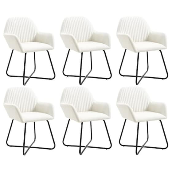 Καρέκλες Τραπεζαρίας Vidaxl Υφασμάτινες 6 Τμχ - Κρεμ image 0