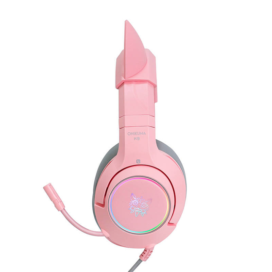 Onikuma K9 Gaming Ενσύρματα Ακουστικά 3.5mm/USB με RGB Φωτισμό - Ροζ image 3