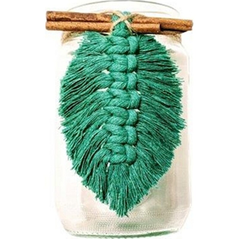 FEELBOHO Χριστουγεννιάτικο Διακοσμητικό Boho Feelboho Γύαλα Ρεσώ με Χειροποίητο Μακραμέ Φύλλο Πρασινο