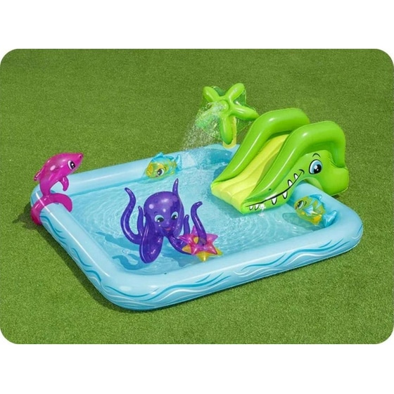 Φουσκωτή Παιδική Πισίνα Bestway 53052 Fantastic Aquarium Play Center 308Lt με Τσουλήθρα - Πολύχρωμη image 5