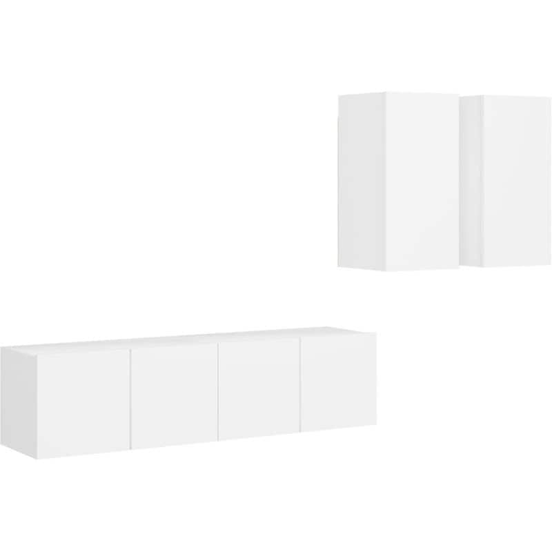 Έπιπλα Τηλεόρασης VidaXL από Μοριοσανίδα 4 Τμχ 60x30x30 cm - Λευκό VIDAXL
