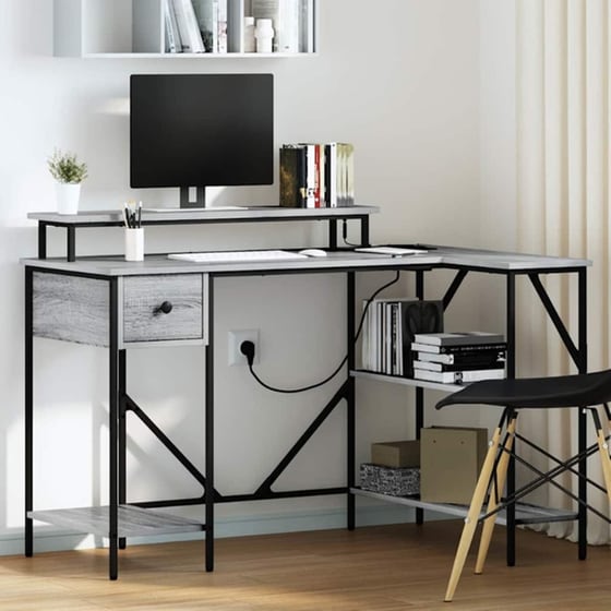 Γραφείο VidaXL από Επεξεργασμένο Ξύλο 120x79x86,5 cm - Γκρι Sonoma image 2