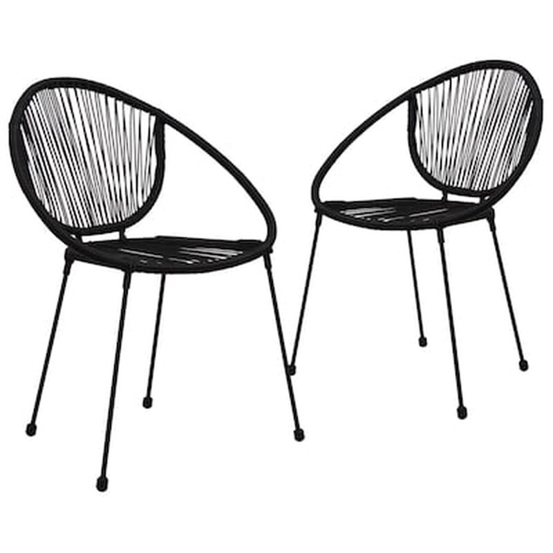 Καρέκλες Κήπου Vidaxl από Ρατάν/Pvc 2 Τεμ. 57x57.5x82cm - Μαύρες
