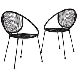 Καρέκλες Κήπου Vidaxl από Ρατάν/Pvc 2 Τεμ. 57x57.5x82cm - Μαύρες