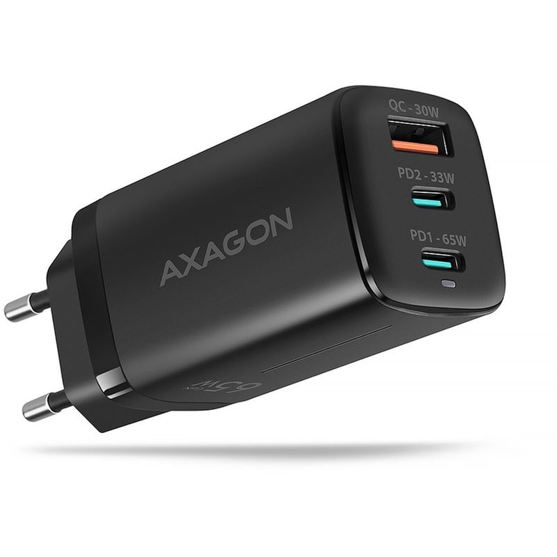 Φορτιστής Πρίζας Axagon ACU-DPQ65 1x USB-A, 2x USB-C 65 W - Μαύρο