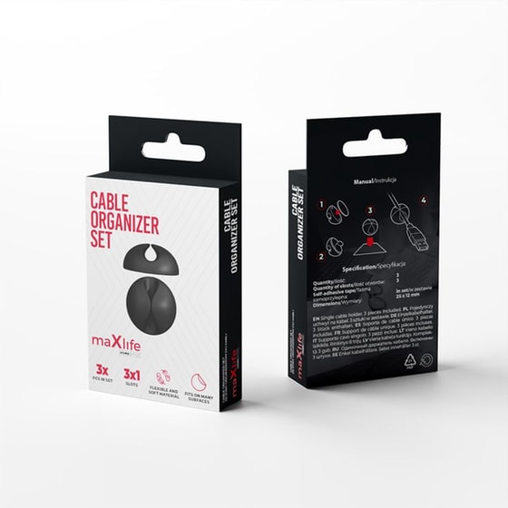 Διαχειριστής Καλωδίων Maxlife Home Office 1x3 - Black image 1