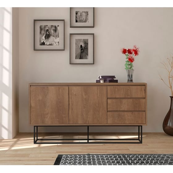 Μπουφές 24Mall Prato από Μοριοσανίδα/Μέταλλο 140x36x72 cm - Καφέ/Μαύρος image 1