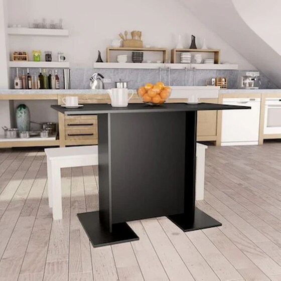 Τραπεζαρία Vidaxl από Μοριοσανίδα  Μαύρη 110x60x75 cm - Μαύρο image 3