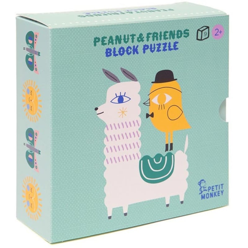 Ξύλινο Παζλ Με 9 Κύβους Petit Monkey Peanut Και Friends Ptm-pmg009 9x9x9