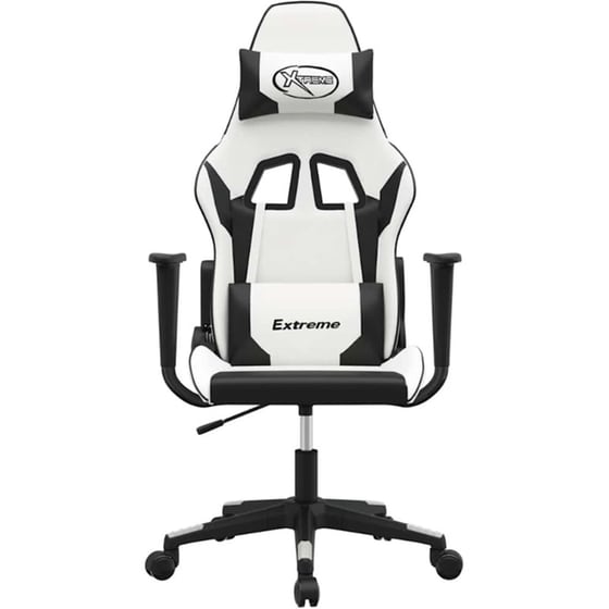 Καρέκλα Gaming VIDAXL 345455 με Ρυθμιζόμενα Μπράτσα από Τεχνητό Δέρμα - Λευκό / Μαύρο image 1