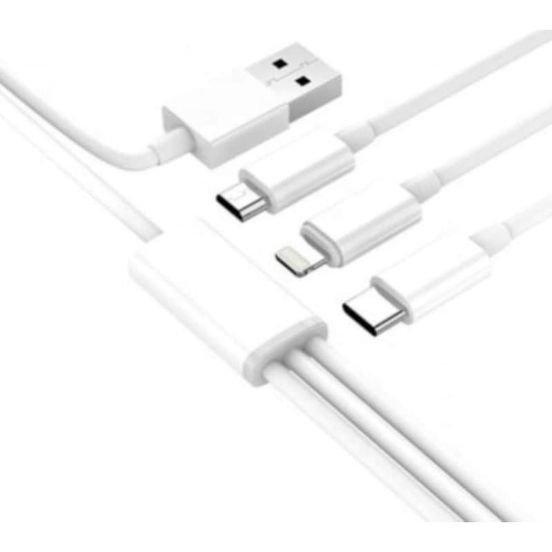 Σετ Καλωδίων Ezra Dc06 3in1 Usb to Micro Usb,Usb-C,Lightning 1.2m - White φωτογραφία