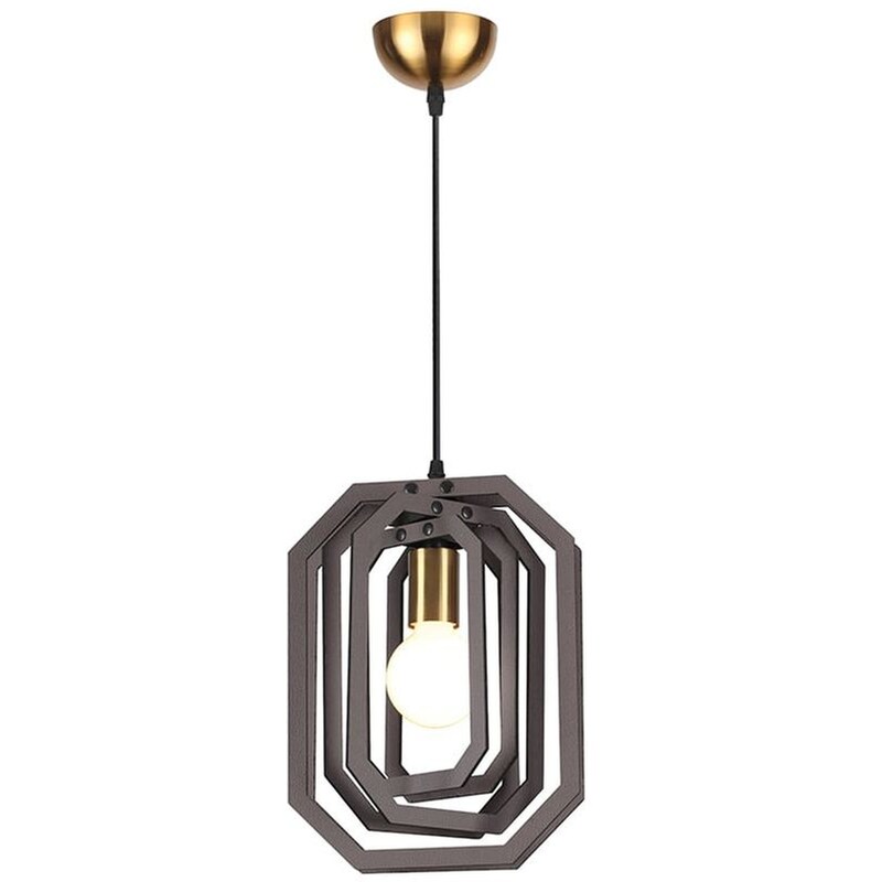 ACA DECOR Φωτιστικό Οροφής Μονόφωτο Aca Triton από Μέταλλο/Mdf 24x24x32-100 cm - Καφέ