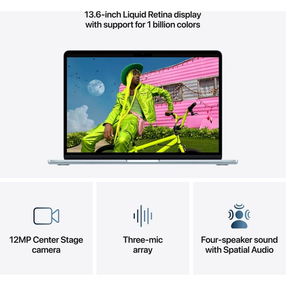 Apple MacBook Air MDHH4GR/A with M5 Chip 13.6" QHD (Apple M5/16GB/10 Core GPU/512GB SSD/MacOS) Sky Blue image 4