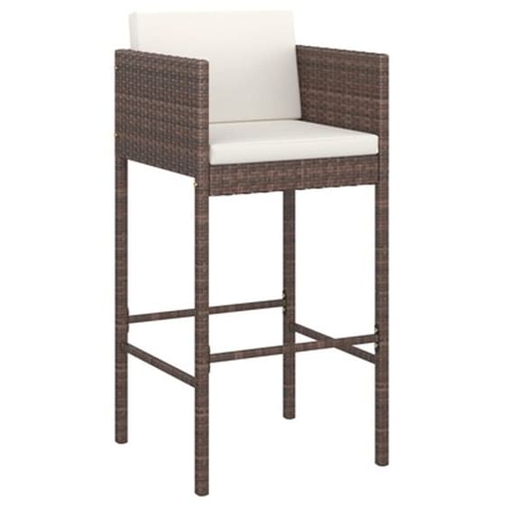 Vidaxl Σετ Επίπλων Μπαρ Κήπου 3 Τεμ. Καφέ Συνθετικό Ρατάν Με Μαξιλάρια image 3