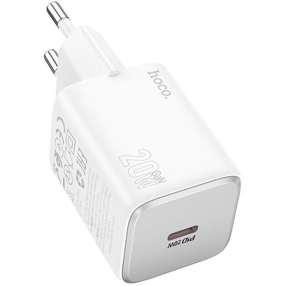 Φορτιστής Πρίζας Hoco N40 Mighty USB-C 20W - White image 0