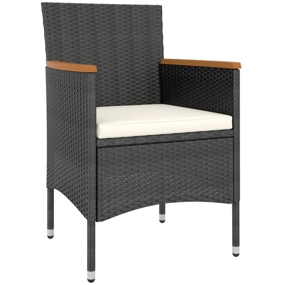 Σετ Επίπλων Bistro Κήπου VidaXL από Συνθ. Ρατάν και Ψημένο Γυαλί 5Τμχ - Μαύρο image 2