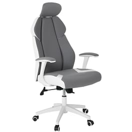 Διευθυντική Καρέκλα Γραφείου 24Mall BF8300 από Τεχνητό Δέρμα - Γκρι / Λευκή