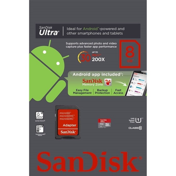 Κάρτα μνήμης microSDHC 8GB UHS 1 - SanDisk Mobile Ultra SDSDQUA-008G-U46A image 0