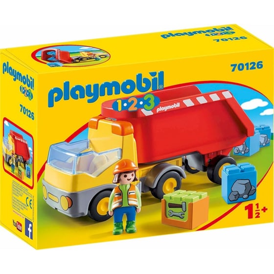 PLAYMOBIL® 1·2·3 Ανατρεπόμενο Φορτηγό με Εργάτη (70126) image 0