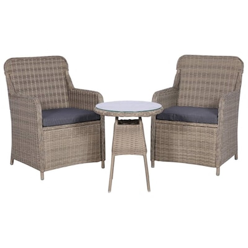 VIDAXL Vidaxl Σετ Επίπλων Bistro 3 Τεμαχίων Καφέ Από Συνθ. Ρατάν Με Μαξιλάρια