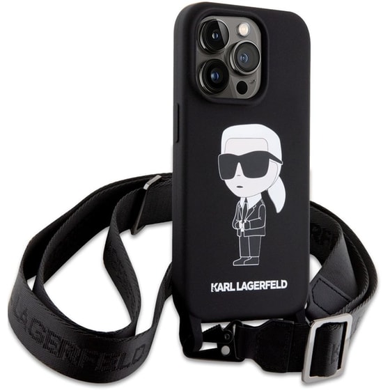 Θήκη Apple iPhone 15 Pro - Karl Lagerfeld Crossbody Ikonik Hard Case - Black image 5