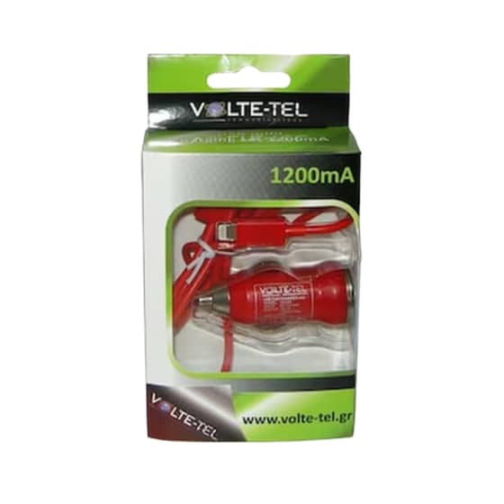 Φορτιστής Αυτοκινήτου Volte-Tel Lightning - Κόκκινο image 1