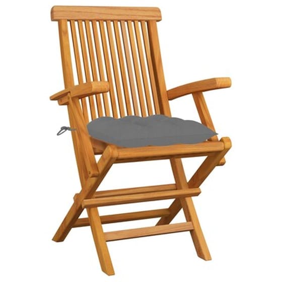 Καρέκλες Κήπου Vidaxl από Μασίφ Ξύλο Ακακίας με Μαξιλάρια 6 Τεμ. 55x60x89cm - Γκρι/Καφέ image 2