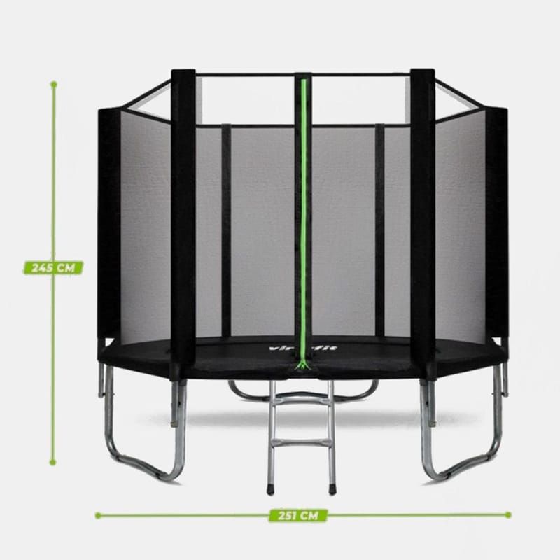 VIRTUFIT VIRTUFIT Τραμπολίνο με Δίχτυ Σκάλα 251 x 251 x 245 cm Μαύρο