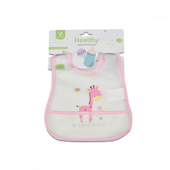 Σαλιάρα Βaby Bib Healthy Με Συλλέκτη Τροφίμων Pink Cangaroo 3800146266158 image 0
