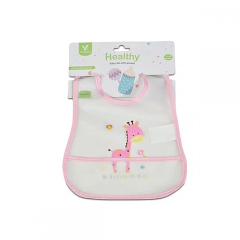 CANGAROO Σαλιάρα Βaby Bib Healthy Με Συλλέκτη Τροφίμων Pink Cangaroo 3800146266158