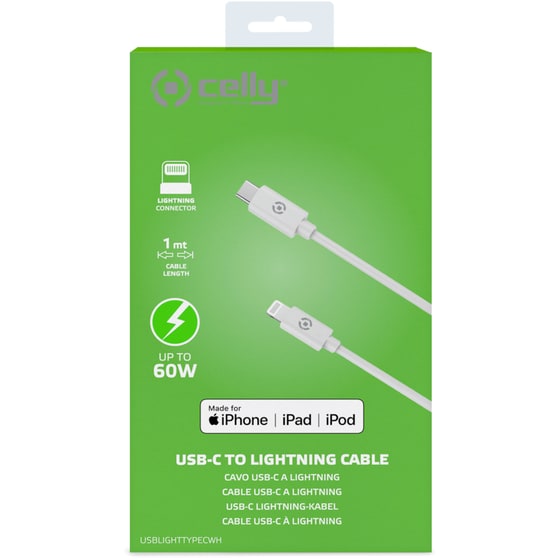 Καλώδιο Φόρτισης Celly Lightning White image 2