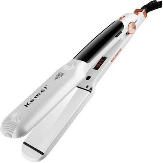 Πρέσα Μαλλιών KEMEI με Ατμό 80 W KM-7062 Λευκή image 0